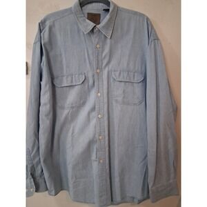 Gap Blue Jeans Mens XL Light Wash Chambray Denim Long Sleeve Button Down Shirt